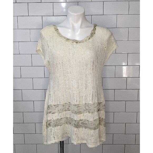 Free People Cream Gauzy Tunic Length Top sz XS - Picture 1 of 8